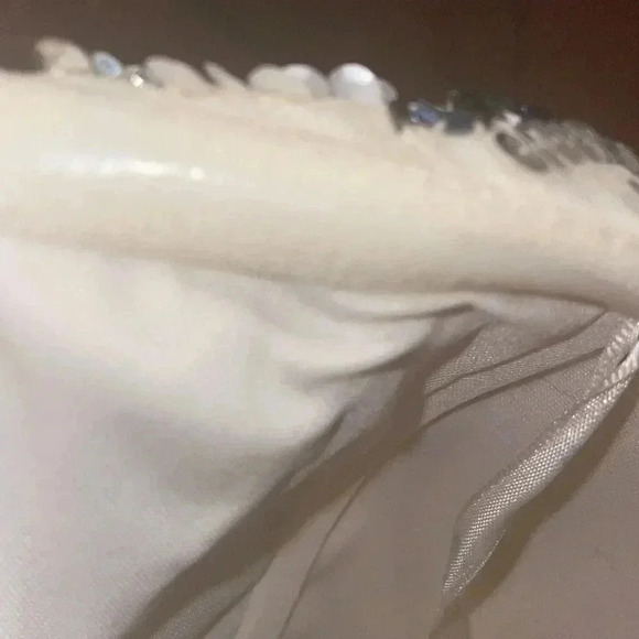 Scalia Sequins/ Off white Silk Dress-4 - Picture 10 of 13